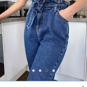 New Look paperbag tie waist mom jeans size US 8